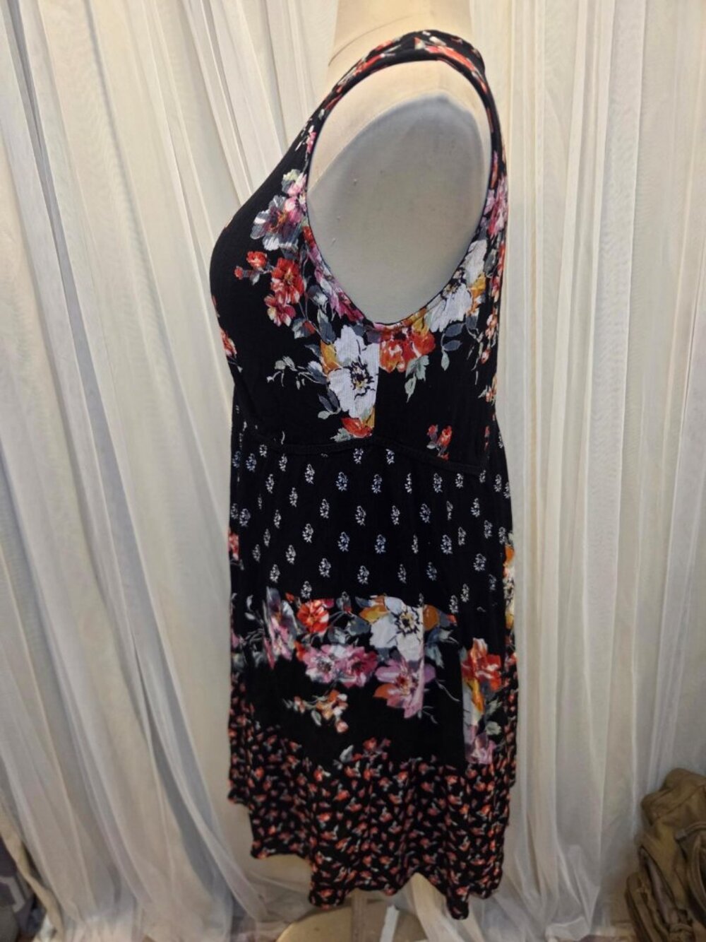 Black floral print dress